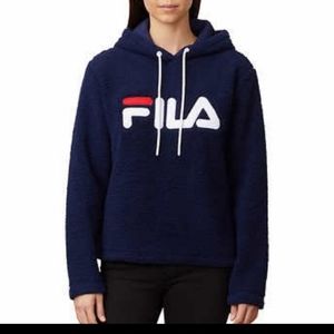 FILA Womans Sherpa Navy Blue Hoodie Sz L